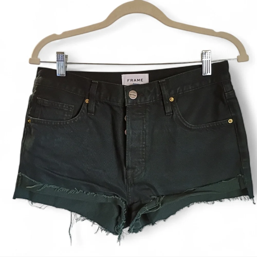 Revolve Frame Front Cuff Short Adrift Black 25 Frayed Hem Shortie Shorts